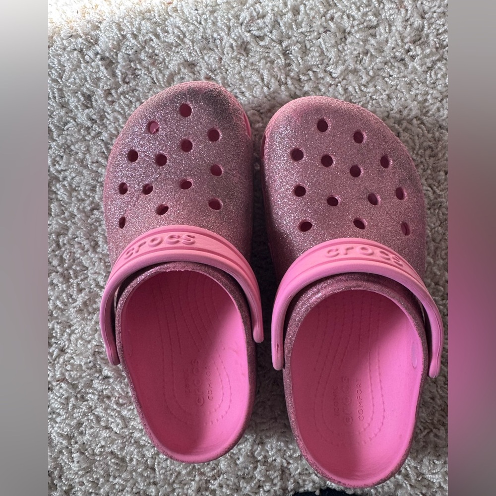 CROCS Kids Sparkly Pink Sandals